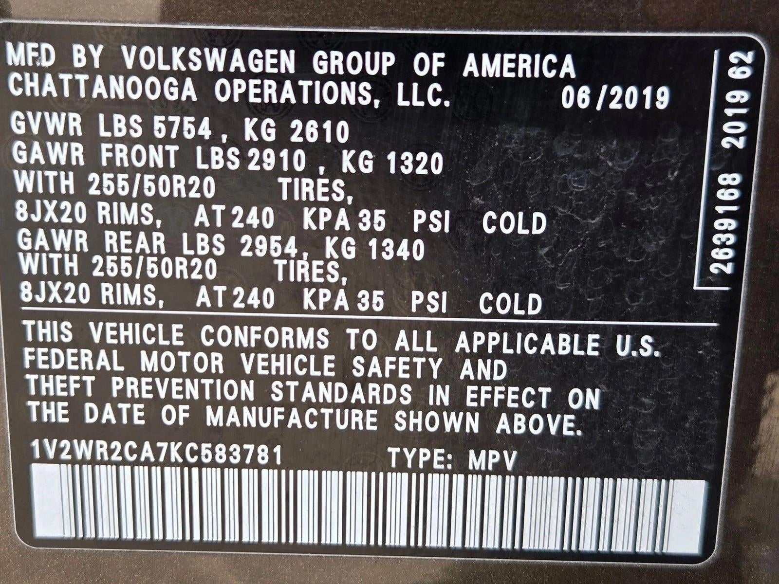 2019 Volkswagen Atlas 3.6L V6 SE w/Technology