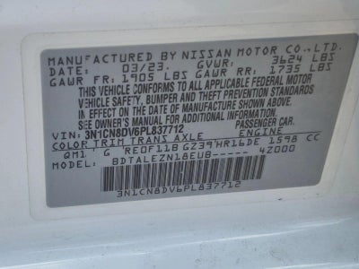 2023 Nissan Versa 1.6 S Xtronic CVT